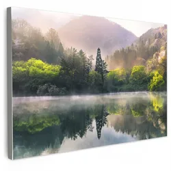 LEINWANDBILD Natur - Bäume - Berge - See - Wasser XXL 150x100 cm