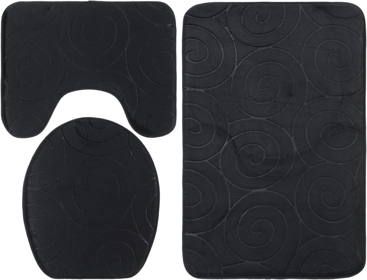 Solidchoice - 3-delige absorberende badmat set met steentextuur