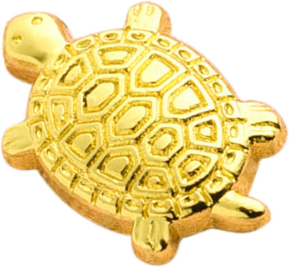 Gouden Geld Schildpad - Gelukssymbool Beeldje - Goud - 2 x 2 cm