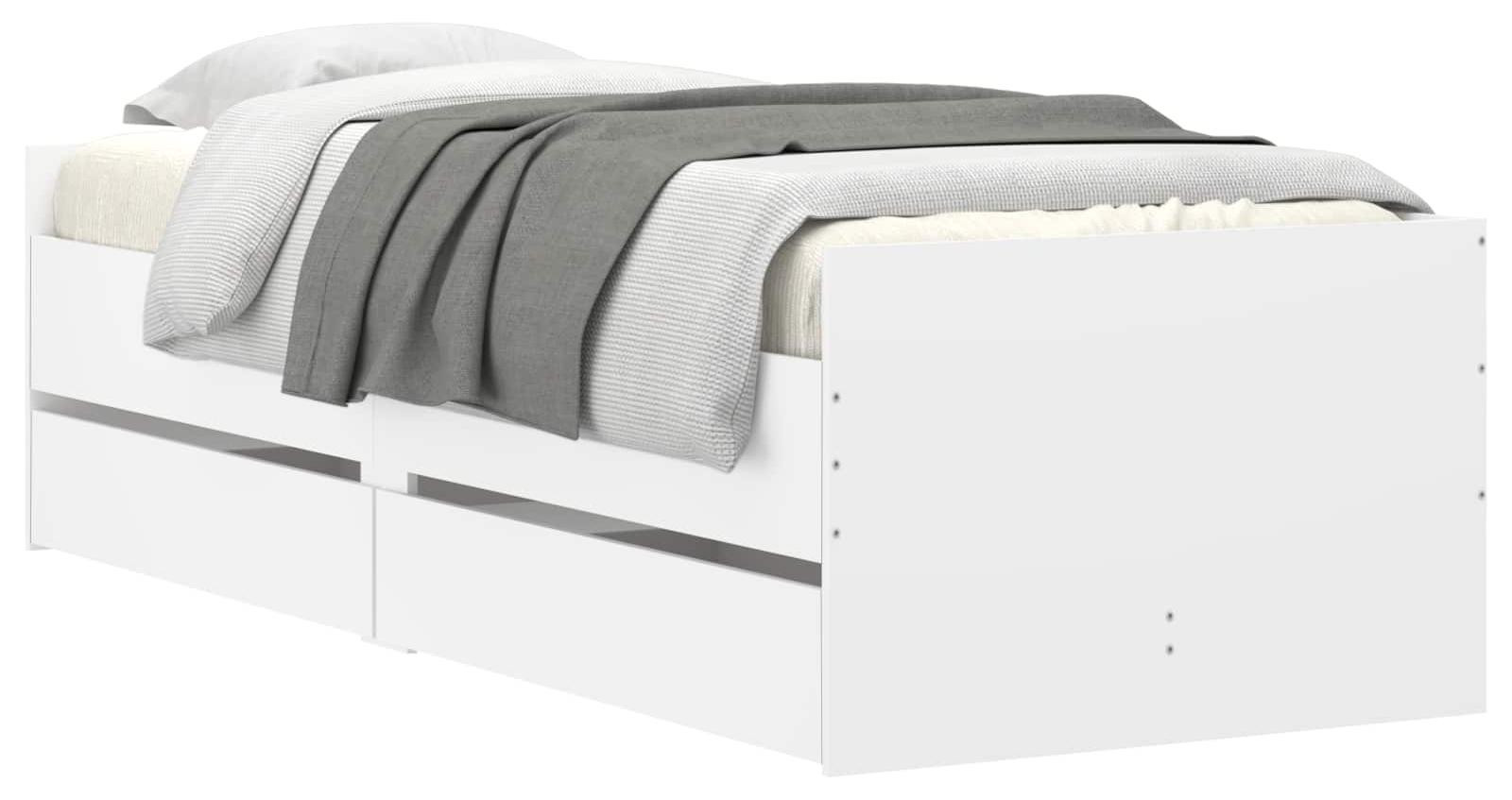vidaXL Bedframe met lades, wit, massief grenenhout