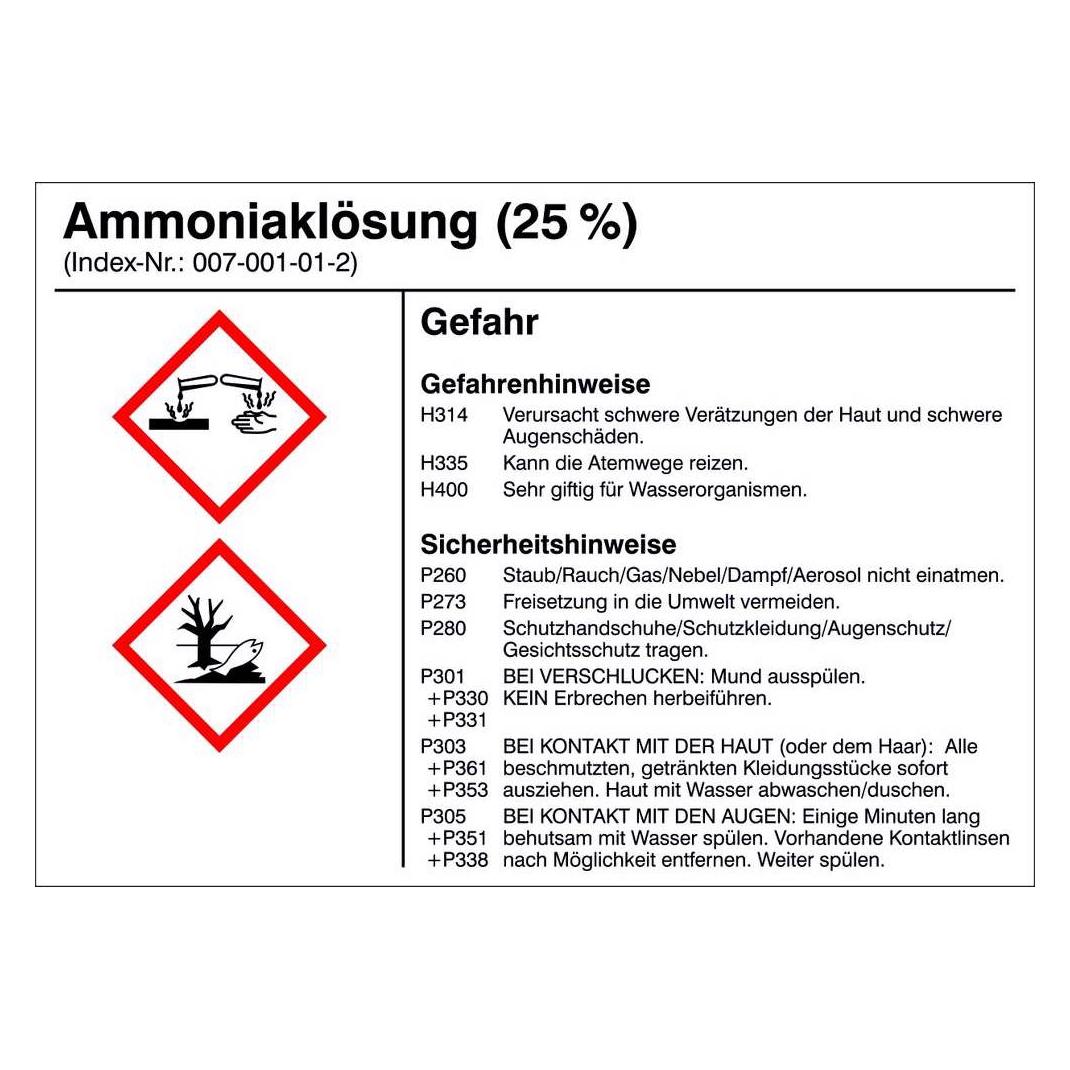 SafetyMarking Gefahrstoffetiketten G002 Ammoniaklösung 10. (21.B1200.02)