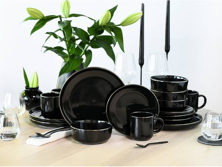 Kombiservice Nordic Festive 16-teilig Schwarz/Schwarz