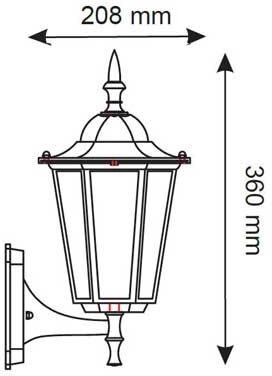 V-Tac Portalampada Lanterna Facing Up Alluminio E Vetro Ip44 E27 Mod. Vt-749 - Nero