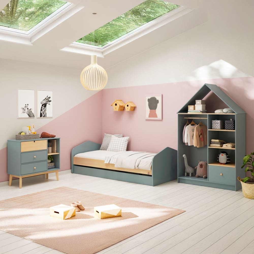 duehome Armario vestidor juvenil 110x180 cm cloud verde salvia oak soft
