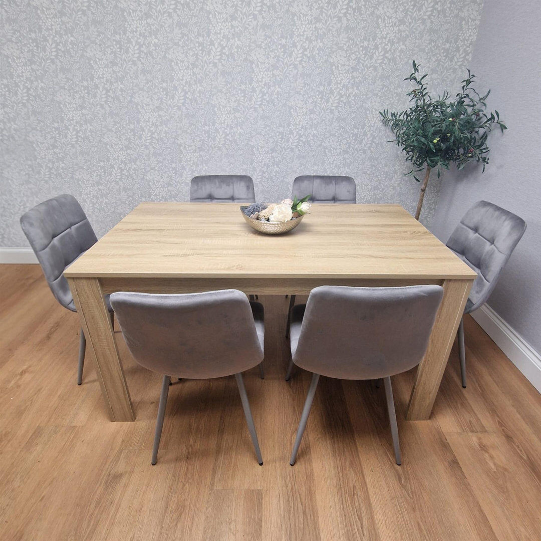 KOSY KOALA Lily-Sue 6 -Person Dining Set Grey 75cm H x 140cm W x 80cm D
