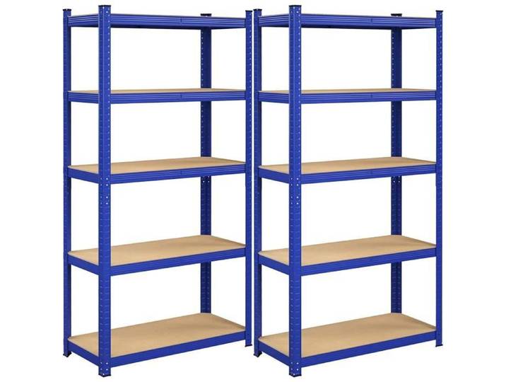 SONGMICS Étagère Charge Lourde Lot de 2 Étagère de Rangement 180 x 90 x 40 cm Capacité 875 kg Cadre en Acier Bleu