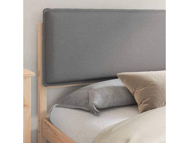 KTHLBRH Bett aus Kiefernholz, Hellgrau, 200 x 200 cm Gepolstertes Kopfteil, waschbarer Bezug, solide Struktur, platzsparendes Design