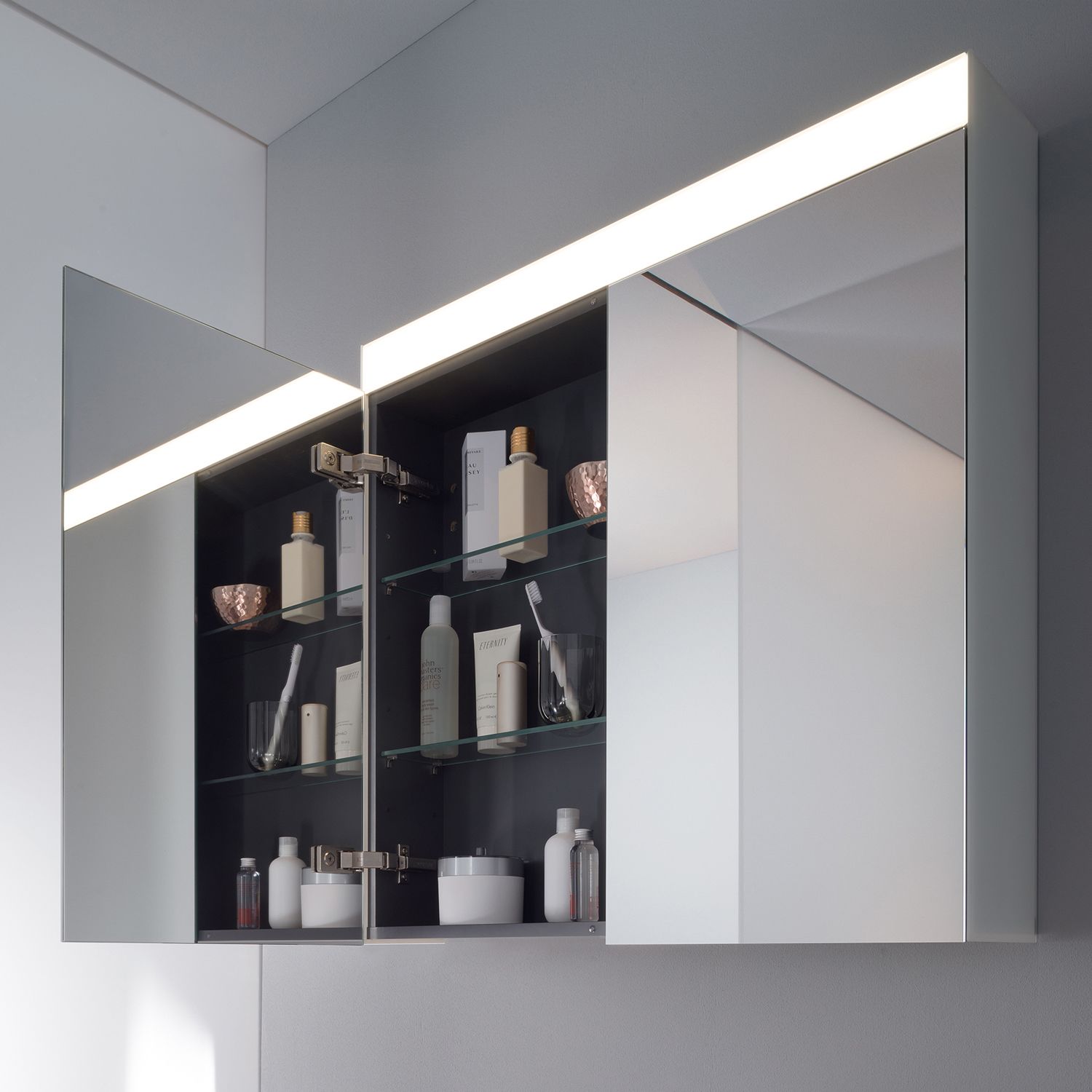 Duravit XBase MöbelSet 123 cm, mit Spiegelschrank, 2 Hahnlöcher, ohne Ablagefläche