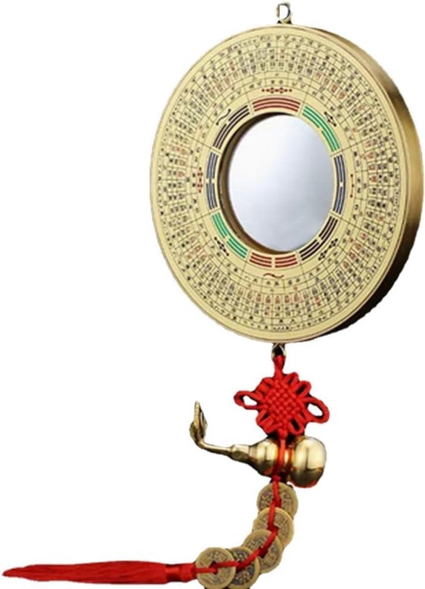 Bagua Spiegel Koper - Traditionele Feng Shui Wanddecoratie - Diameter: 16 cm