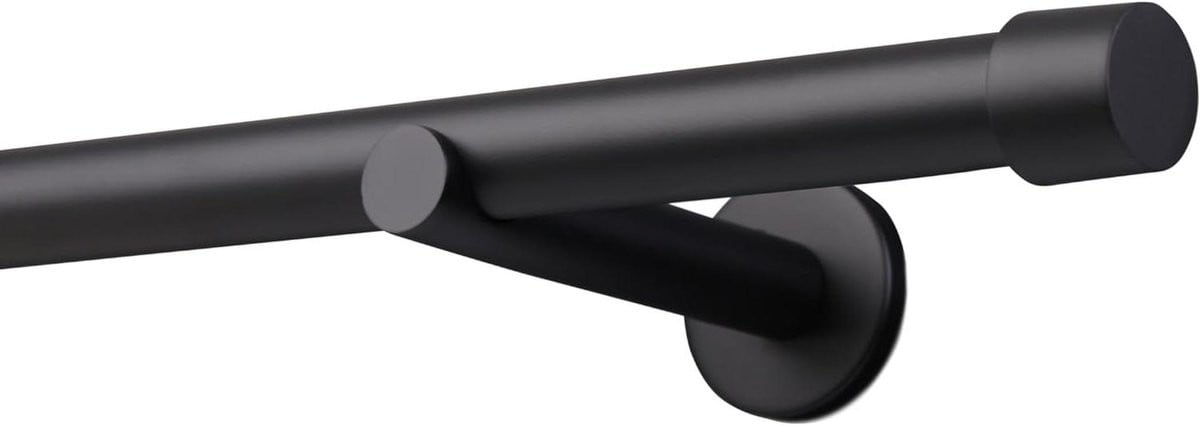 Gordijnroede op maat - Enkele roede - Zwart mat - 420 cm