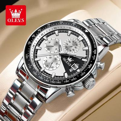 Uplifted Finds OLEVS TY705 Men Quartz Watch Waterproof Luminous Multifunction silver White