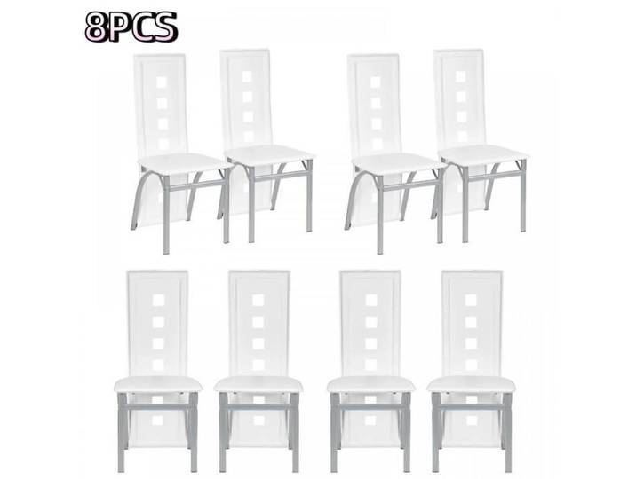 Lot de 8 Chaise de Salle à Manger Avec Dossier Ergonomique Cadre Métal Capacité 120kg Blanc QUIIENCLEE