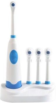 United Waterproof Rotary Electric Toothbrush Set With 4 Replacement Heads & Storage Base blue