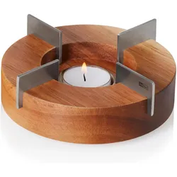 AdHoc Stövchen und Speisenwärmer Tuto, Akazienholz/Edels, Rechaud, Braun, Silber