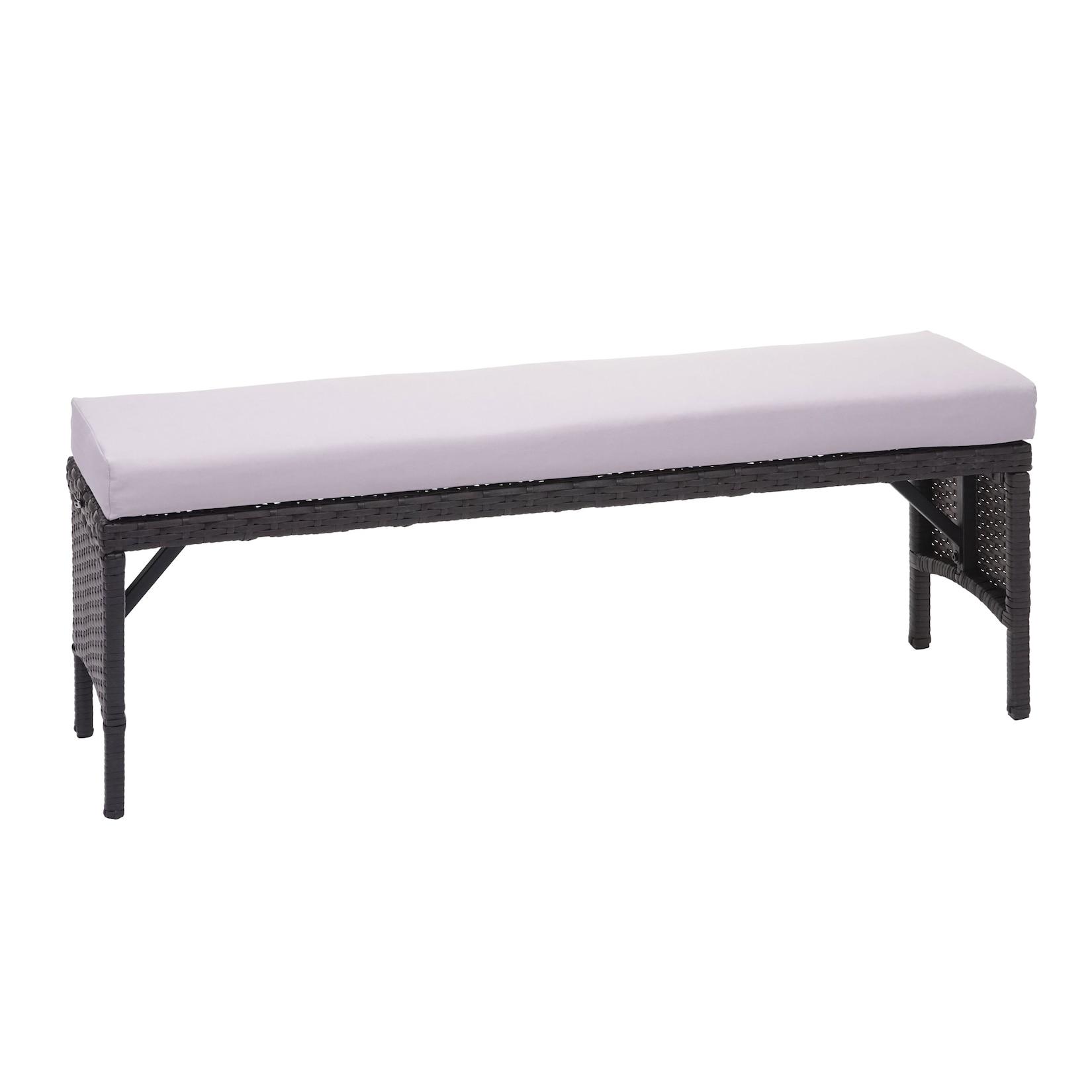 Poly-Rattan Sitzbank MCW-G16, Gartenbank Rattanbank, Gastronomie 112cm ~ schwarz, Kissen hellgrau