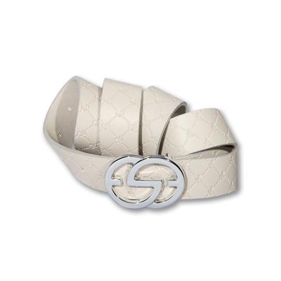 Koppelgürtel SILBERGIFT "Koppelgürtel mit raffiniert gestylter Rautenoptik", Damen, Gr. 110, beige, Rindsleder, Gürtel Koppelgürtel