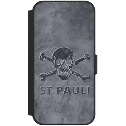 Nivocase Klapphülle für Apple iPhone 17e Handyhülle aus Kunst Leder NIVOflip schwarz Beton FC St. Pauli (Apple iPhone 17e), Smartphone Hülle, Schwarz