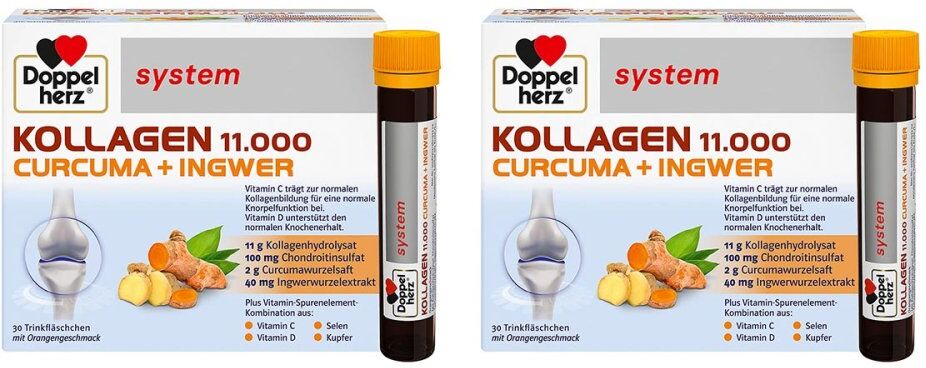 Doppelherz system Kollagen 11.000 Curcuma + Ingwer 2x30X25ml