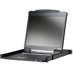 Aten CL3000N KVM-Konsole, 48cm LCD, VGA, PS/2-USB, USB Port, LED HG-Bel., DE-Layout, KVM Switch, Schwarz
