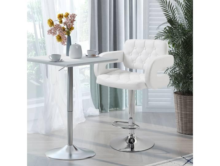 HOMCOM Tabouret Bar Pivotant Similicuir Réglable Blanc