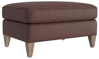 Cameron Leather Ottoman - Chocolate Leather, Chocolate Latte - Ballard Designs