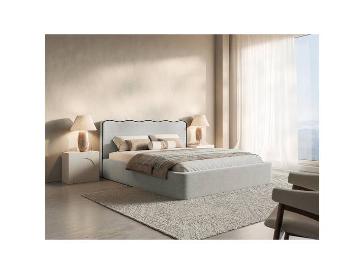 Gepolstertes Bett 200x200 cm Duney mit Stauraum hellgraues