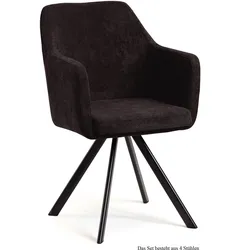 ARMLEHNSTUHL (4er-Set) Debee 57x87x60 Schwarz/Espresso