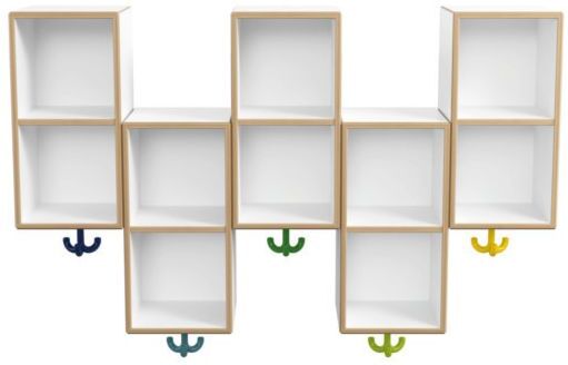 Hewi Doppel-Hängeregal M20.03.003 1000x600x200mm, asymmetrisch, 5 Plätze mit 3-fach-Haken
