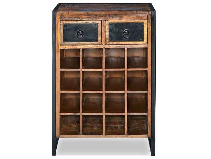 SALE 2026 Range-bouteilles rustique - Armoire Brun - Casier à bouteilles 16 bouteilles Bois massif de récupération 30.5 Kg 586983
