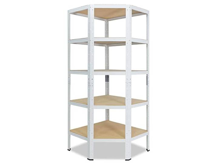 shelfplaza Home 180x70x40 cm Eckregal weiß mit 5 Böden Kellerregal · Lagerregal · Metallregal · Regale für Kellerraum · Steckregal · Abstellraum Regal