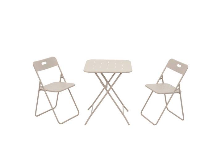 ComfortXL Bistroset Metall Beige 3-tlg., Gartenmöbel, Gartengarnituren, Gartenmöbel-Sets