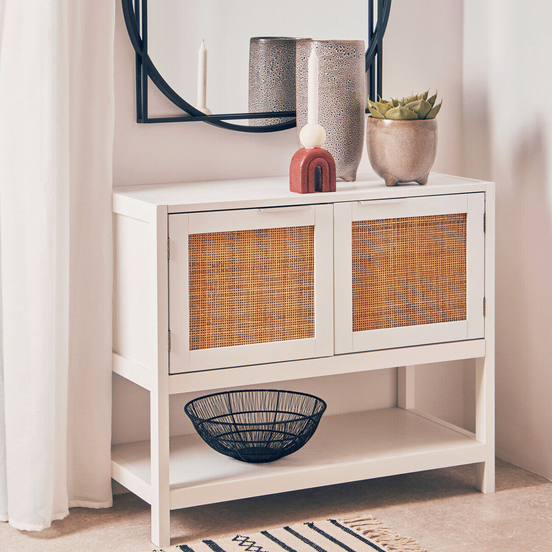 Bay Isle Home Achaius 2 - Door Standard Accent Cabinet White/Silver 73cm H X 85cm W X 38cm D