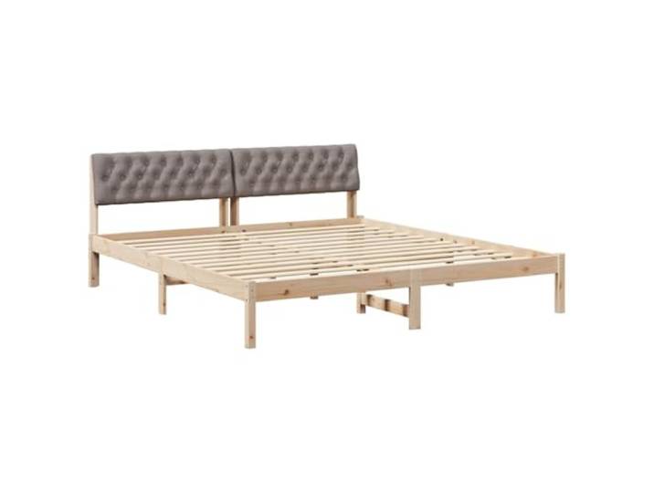 PUGYNBK Bettgestell aus Kiefernholz, 180 x 200 cm Kopfteil aus Polyester, Wandmontage, moderner Stil, solide Beine
