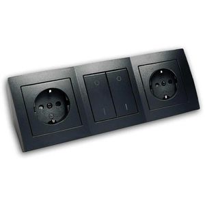 McPower Tischsteckdose Flair, mit 0,15 m Kabel, mit Schalter, schwarz, 2-fach