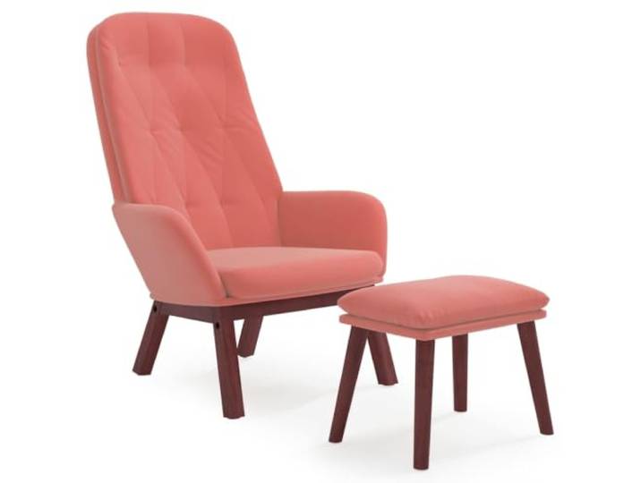 Heofavd Relaxsessel mit Hocker Rosa Samt Polstersessel Fernsehsessel