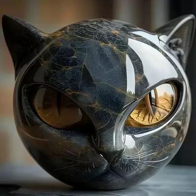 Uplift Treasures Luxury Black Cat Resin Sculpture Decor yellow