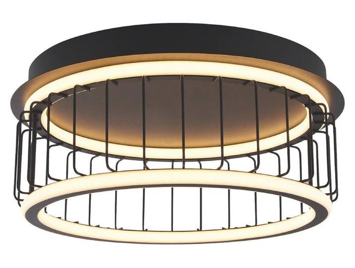 Plafonnier contemporain\, forme circulaire\, aluminium blanc\, abat-jour en silicone noir\, éclairage LED\, 40W\, 3000K