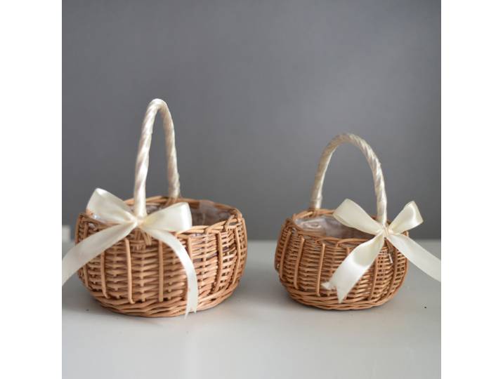 Panier à fleurs de mariage tissé à la main avec poignée, panier à articles divers en osier, panier pour demoiselles d'honneur, panier de rangement pour pique-nique à domicile