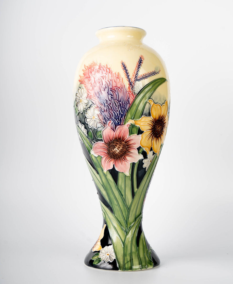August Grove Linnea Handmade Ceramic Table Vase Green;Yellow;Cream 28cm H X 13cm W X 13cm D