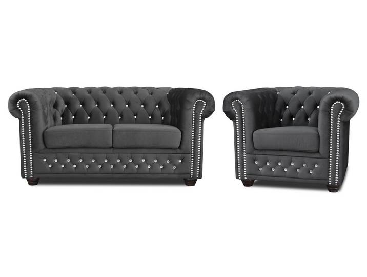 JVmoebel Chesterfield-Sofa Graue Stoffcouch im Chesterfield-Design mit Polsterung, Packung, Made in Europa