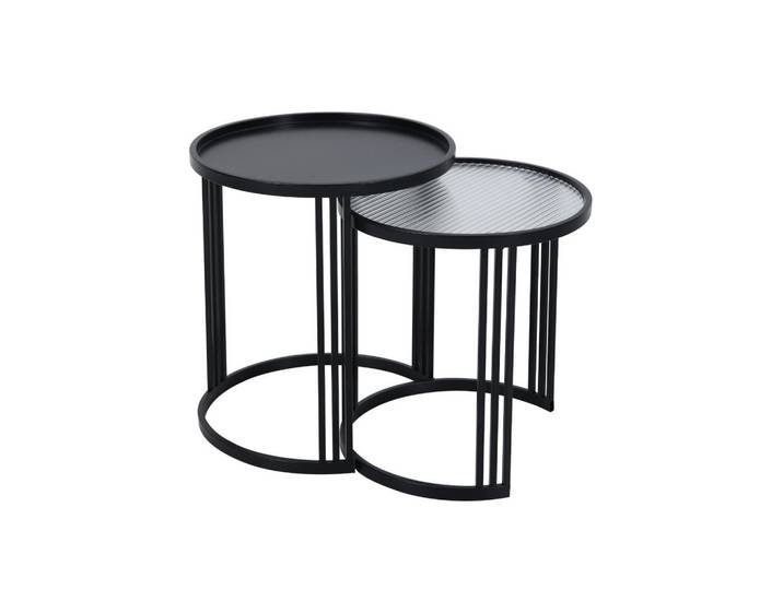 Svita Beistelltisch Ladar 2er Set Schwarz, Metall, Rund,Rund, 41x46x41 cm, Wohnzimmer, Wohnzimmertische, Beistelltische