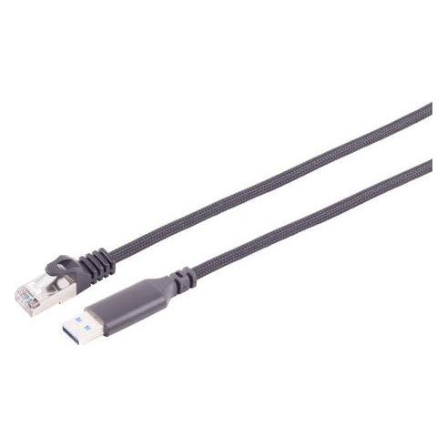 S-Conn USB-A LAN Adapterkabel 1G USB-A > RJ45 ALU schwarz 7,5m (USB) (14-52065)