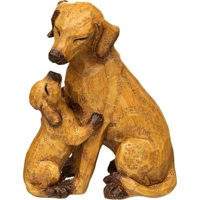 Dekofigur AMBIENTE HAUS "Hund mit Welpe", braun, Metall, Dekofiguren, klein