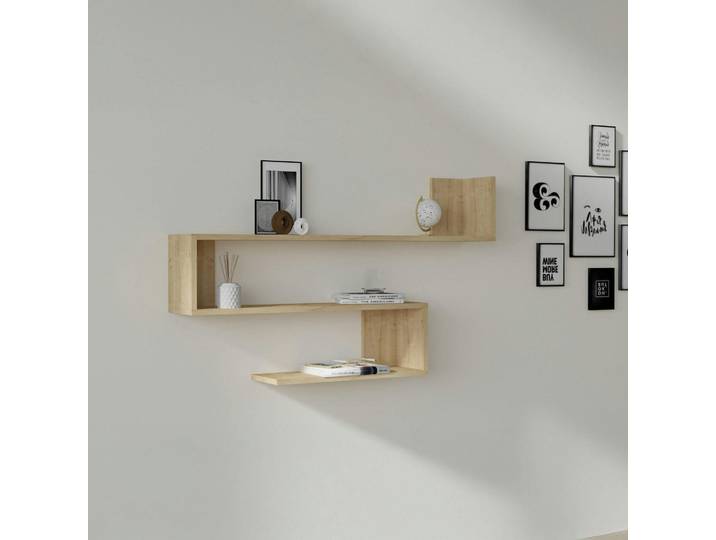 Etagère murale forme zigzag MARFA - Chêne