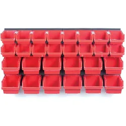 Kistenberg, Werkzeugwand, WORK BOARD WITH CUFF BLACK 80x40cm 2pcs + 30 CONTAINERS NTBNP3 RED