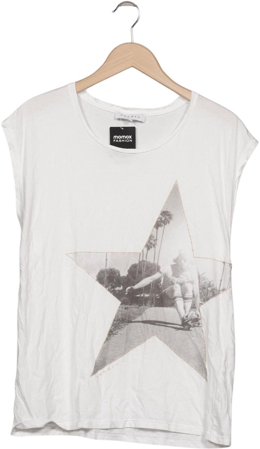 Sandro Damen T-Shirt, Weiß, Gr. EU 40 (Sandro 3), Baumwolle - Second Hand