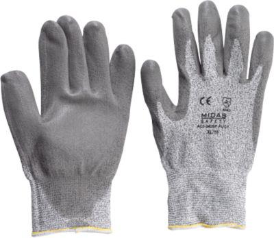 DYNEEMA® Schutzhandschuhe, EN 388 Kategorie II, Schnittschutzklasse 3, HDPE-Fase & PU-Beschichtung, grau, 1 Paar, Größe 8