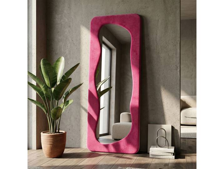 Miroir mural rectangulaire 60x160 cm Mandy Velours Rose