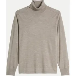 Rollkragen-Pullover Beige L