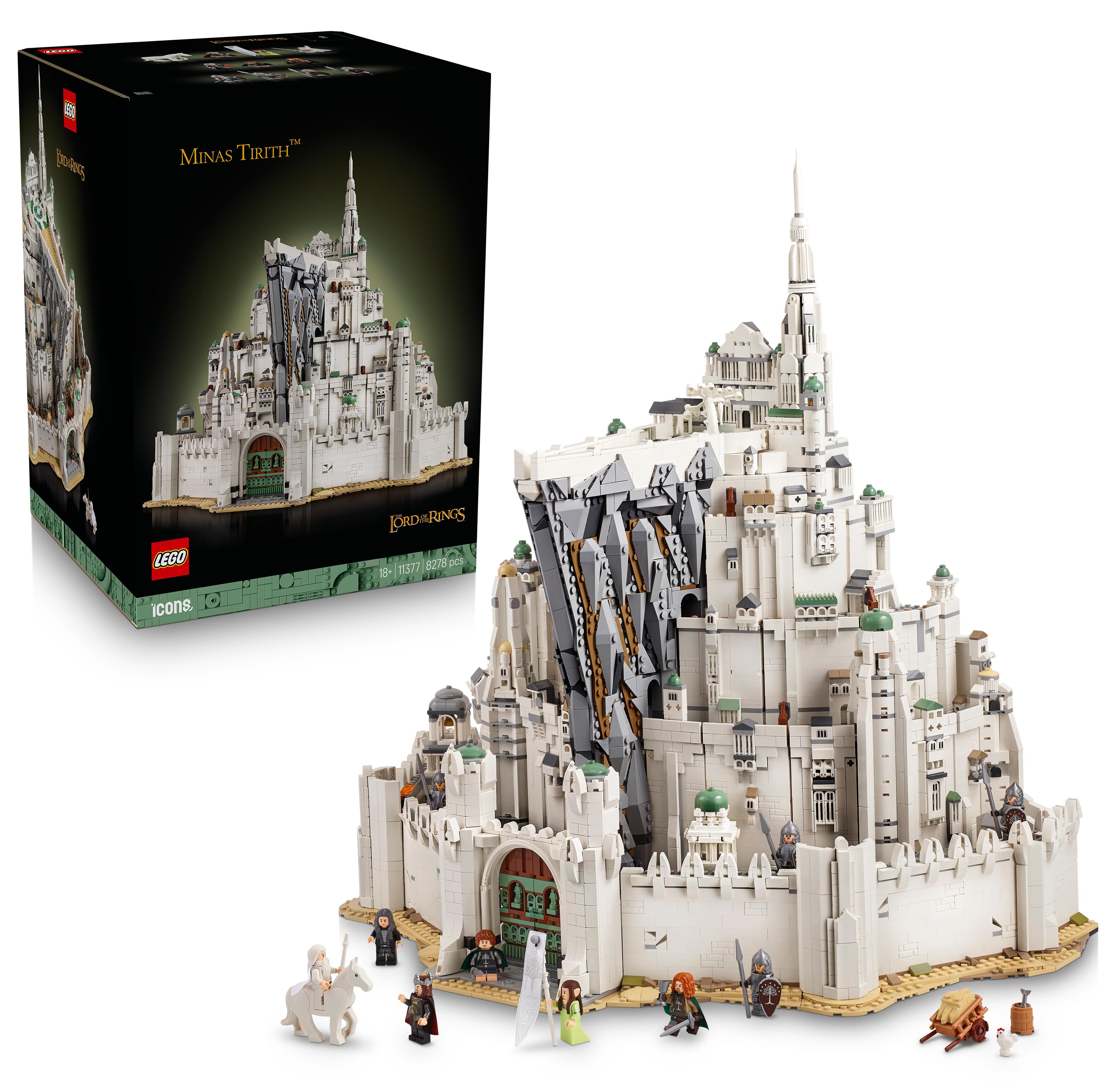 LEGO Icons Der Herr der Ringe: Minas Tirith - 3D Mittelerde Bauset für Erwachsene - Mit 10 Minifiguren, darunter Aragorn, Gandalf und Arwen - Geschenkidee für Filmfans - 11377